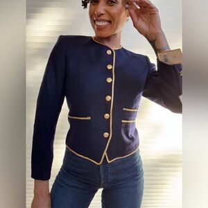Evan Picone Petites Vintage Navy Military Jacket — New With Vintage Tags